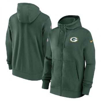 Men's Green Bay Packers Green Sideline Club Performance Full-Zip Hoodie Men's Green Bay Packers Green Sideline Club Performance Full-Zip Hoodie