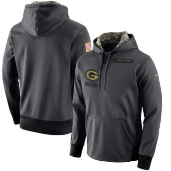 Men's Green Bay Packers Anthracite Salute to Service Player Performance Hoodie Men's Green Bay Packers Anthracite Salute to Service Player Performance Hoodie