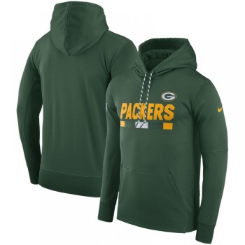 Men's Green Bay Packers Green Sideline Team Name Performance Pullover Hoodie Men's Green Bay Packers Green Sideline Team Name Performance Pullover Hoodie