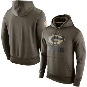Men's Green Bay Packers Olive Salute To Service KO Performance Hoodie