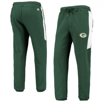 Men's Green Bay Packers Starter Green/White Goal Post Fleece Pants Men's Green Bay Packers Starter Green/White Goal Post Fleece Pants
