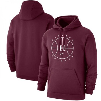 Men's Harvard Crimson Wine Basketball Icon Club Fleece Pullover Hoodie Men's Harvard Crimson Wine Basketball Icon Club Fleece Pullover Hoodie
