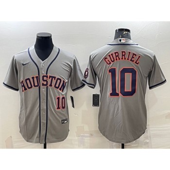 Men's Houston Astros #10 Yuli Gurriel Gray With Patch Cool Base Stitched Jersey Men's Houston Astros #10 Yuli Gurriel Gray With Patch Cool Base Stitched Jersey
