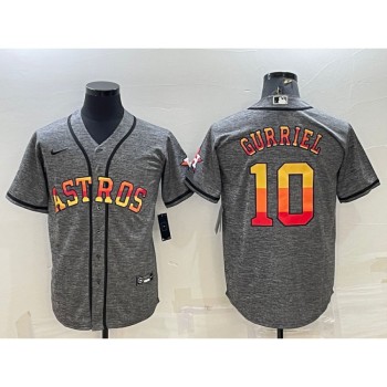 Men's Houston Astros #10 Yuli Gurriel Grey Cool Base Stitched Baseball Jersey Men's Houston Astros #10 Yuli Gurriel Grey Cool Base Stitched Baseball Jersey