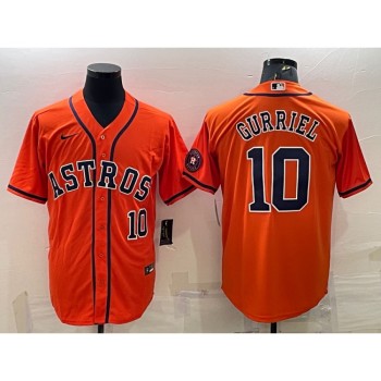 Men's Houston Astros #10 Yuli Gurriel Orange With Patch Cool Base Stitched Jersey Men's Houston Astros #10 Yuli Gurriel Orange With Patch Cool Base Stitched Jersey