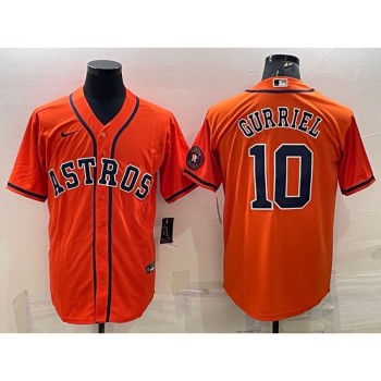 Men's Houston Astros #10 Yuli Gurriel Orange With Patch Cool Base Stitched Jersey Men's Houston Astros #10 Yuli Gurriel Orange With Patch Cool Base Stitched Jersey