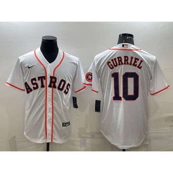 Men's Houston Astros #10 Yuli Gurriel White With Patch Cool Base Stitched Jersey Men's Houston Astros #10 Yuli Gurriel White With Patch Cool Base Stitched Jersey