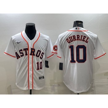Men's Houston Astros #10 Yuli Gurriel White With Patch Cool Base Stitched Jersey Men's Houston Astros #10 Yuli Gurriel White With Patch Cool Base Stitched Jersey