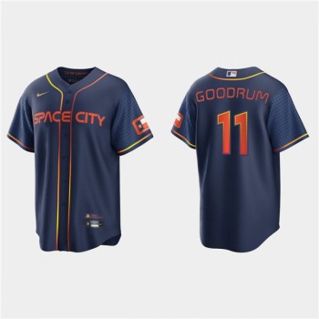 Men's Houston Astros #11 Nino Goodrum 2022 Navy City Connect Cool Base Stitched Jersey Men's Houston Astros #11 Nino Goodrum 2022 Navy City Connect Cool Base Stitched Jersey