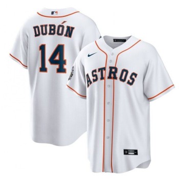 Men's Houston Astros #14 Mauricio Dubon White 2022 World Series Patch Cool Base Stitched Baseball Jersey Men's Houston Astros #14 Mauricio Dubon White 2022 World Series Patch Cool Base Stitched Baseball Jersey