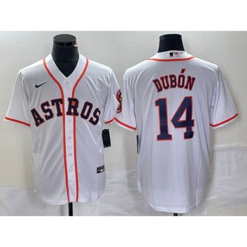 Men's Houston Astros #14 Mauricio Dubon White Cool Base Stitched Baseball Jersey Men's Houston Astros #14 Mauricio Dubon White Cool Base Stitched Baseball Jersey