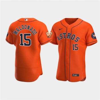 Men's Houston Astros #15 Martin Maldonado Orange 60th Anniversary Flex Base Stitched Baseball Jersey Men's Houston Astros #15 Martin Maldonado Orange 60th Anniversary Flex Base Stitched Baseball Jersey