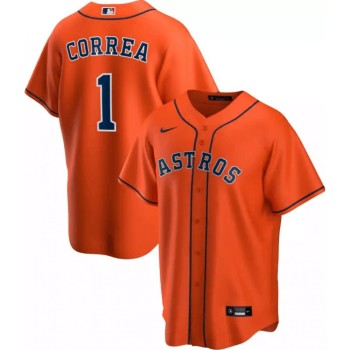 Men's Houston Astros #1 Carlos Correa Orange Cool Base Stitched Jersey Men's Houston Astros #1 Carlos Correa Orange Cool Base Stitched Jersey