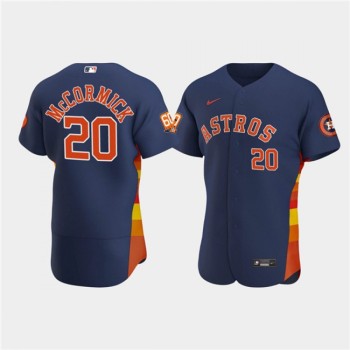 Men's Houston Astros #20 Chas McCormick Navy 60th Anniversary Flex Base Stitched Baseball Jersey Men's Houston Astros #20 Chas McCormick Navy 60th Anniversary Flex Base Stitched Baseball Jersey