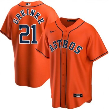 Men's Houston Astros #21 Zack Greinke Orange Cool Base Stitched Jersey Men's Houston Astros #21 Zack Greinke Orange Cool Base Stitched Jersey