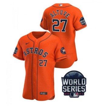 Men's Houston Astros #27 Jose Altuve 2021 Orange World Series Flex Base Stitched Baseball Jersey Men's Houston Astros #27 Jose Altuve 2021 Orange World Series Flex Base Stitched Baseball Jersey