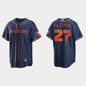 Men's Houston Astros #27 Jose Altuve 2022 Navy City Connect Cool Base Stitched Jersey Men's Houston Astros #27 Jose Altuve 2022 Navy City Connect Cool Base Stitched Jersey