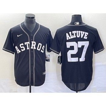 Men's Houston Astros #27 Jose Altuve Black Cool Base Stitched Baseball Jersey Men's Houston Astros #27 Jose Altuve Black Cool Base Stitched Baseball Jersey