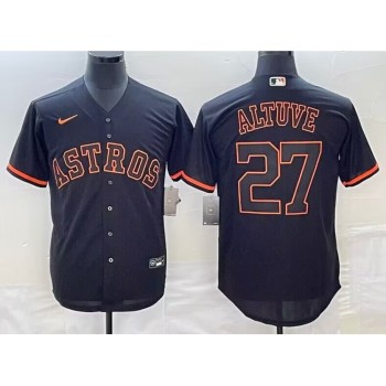 Men's Houston Astros #27 Jose Altuve Black Cool Base Stitched Jersey Men's Houston Astros #27 Jose Altuve Black Cool Base Stitched Jersey