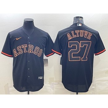 Men's Houston Astros #27 Jose Altuve Black Cool Base Stitched Jersey Men's Houston Astros #27 Jose Altuve Black Cool Base Stitched Jersey