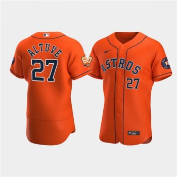 Men's Houston Astros #27 Jose Altuve Orange 60th Anniversary Flex Base Stitched Baseball Jersey Men's Houston Astros #27 Jose Altuve Orange 60th Anniversary Flex Base Stitched Baseball Jersey