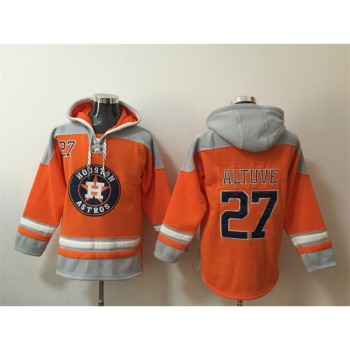 Men's Houston Astros #27 Jose Altuve Orange Ageless Must-Have Lace-Up Pullover Hoodie Men's Houston Astros #27 Jose Altuve Orange Ageless Must-Have Lace-Up Pullover Hoodie