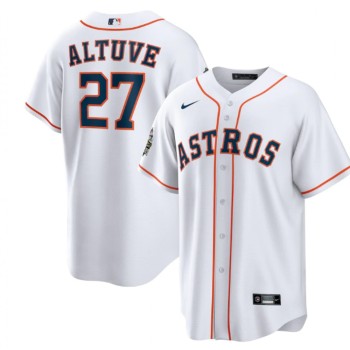 Men's Houston Astros #27 Jose Altuve White 2022 World Series Home Stitched Baseball Jersey Men's Houston Astros #27 Jose Altuve White 2022 World Series Home Stitched Baseball Jersey