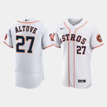 Men's Houston Astros #27 Jose Altuve White 60th Anniversary Flex Base Stitched Baseball Jersey Men's Houston Astros #27 Jose Altuve White 60th Anniversary Flex Base Stitched Baseball Jersey