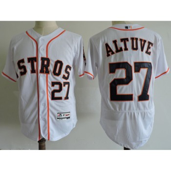 Men's Houston Astros #27 Jose Altuve White Elite Stitched MLB Jersey Men's Houston Astros #27 Jose Altuve White Elite Stitched MLB Jersey