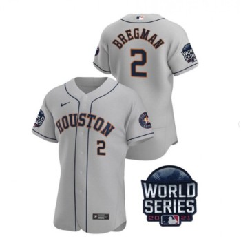 Men's Houston Astros #2 Alex Bregman 2021 Grey World Series Flex Base Stitched Baseball Jersey Men's Houston Astros #2 Alex Bregman 2021 Grey World Series Flex Base Stitched Baseball Jersey