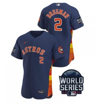 Men's Houston Astros #2 Alex Bregman 2021 Navy World Series Flex Base Stitched Baseball Jersey Men's Houston Astros #2 Alex Bregman 2021 Navy World Series Flex Base Stitched Baseball Jersey