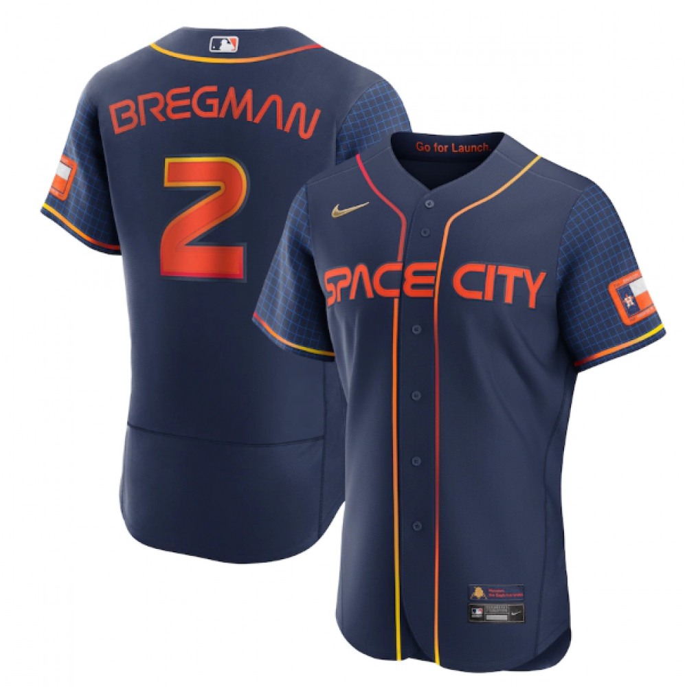 Men's Houston Astros #2 Alex Bregman 2022 Navy City Connect Flex Base Stitched Baseball Jersey