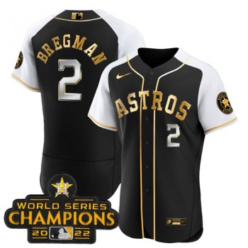 Men's Houston Astros #2 Alex Bregman 2023 Black Gold Alternate Flex Base Stitched Baseball Jersey Men's Houston Astros #2 Alex Bregman 2023 Black Gold Alternate Flex Base Stitched Baseball Jersey