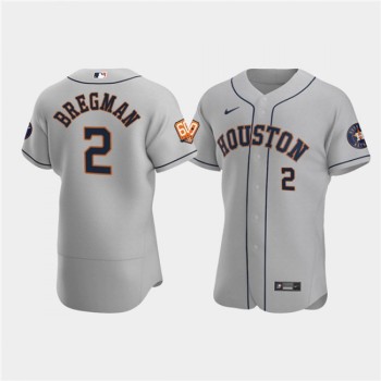 Men's Houston Astros #2 Alex Bregman Grey 60th Anniversary Flex Base Stitched Baseball Jersey Men's Houston Astros #2 Alex Bregman Grey 60th Anniversary Flex Base Stitched Baseball Jersey