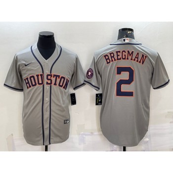 Men's Houston Astros #2 Alex Bregman Grey With Patch Cool Base Stitched Jersey Men's Houston Astros #2 Alex Bregman Grey With Patch Cool Base Stitched Jersey