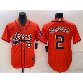 Men's Houston Astros #2 Alex Bregman Orange With Patch Cool Base Stitched Baseball Jersey Men's Houston Astros #2 Alex Bregman Orange With Patch Cool Base Stitched Baseball Jersey