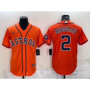 Men's Houston Astros #2 Alex Bregman Orange With Patch Cool Base Stitched Jersey Men's Houston Astros #2 Alex Bregman Orange With Patch Cool Base Stitched Jersey