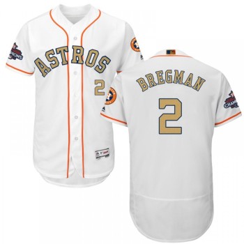 Men's Houston Astros #2 Alex Bregman White 2018 Gold Program Flexbase Stitched MLB Jersey Men's Houston Astros #2 Alex Bregman White 2018 Gold Program Flexbase Stitched MLB Jersey
