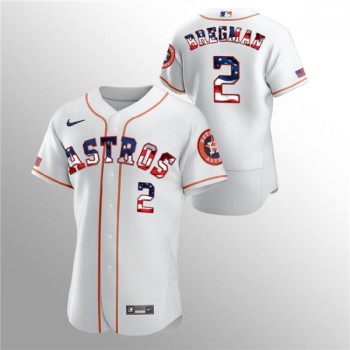 Men's Houston Astros #2 Alex Bregman White 2020 Stars & Stripes Flex Base Stitched Jersey Men's Houston Astros #2 Alex Bregman White 2020 Stars & Stripes Flex Base Stitched Jersey