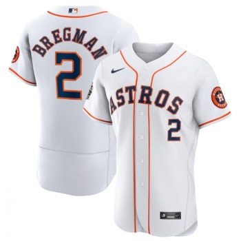 Men's Houston Astros #2 Alex Bregman White 2022 World Series Flex Base Stitched Baseball Jersey Men's Houston Astros #2 Alex Bregman White 2022 World Series Flex Base Stitched Baseball Jersey