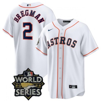 Men's Houston Astros #2 Alex Bregman White 2022 World Series Stitched Baseball Jersey Men's Houston Astros #2 Alex Bregman White 2022 World Series Stitched Baseball Jersey