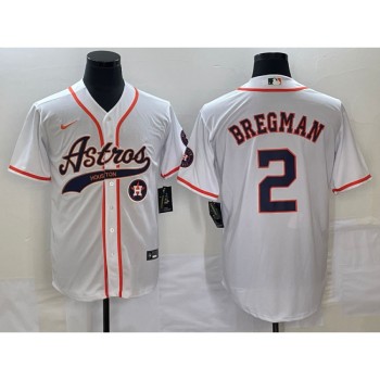 Men's Houston Astros #2 Alex Bregman White With Patch Cool Base Stitched Baseball Jersey Men's Houston Astros #2 Alex Bregman White With Patch Cool Base Stitched Baseball Jersey