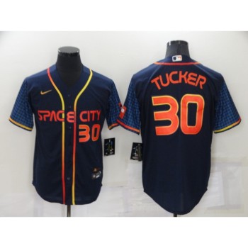 Men's Houston Astros #30 Kyle Tucker 2022 Navy City Connect Cool Base Stitched Jersey Men's Houston Astros #30 Kyle Tucker 2022 Navy City Connect Cool Base Stitched Jersey