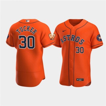 Men's Houston Astros #30 Kyle Tucker Orange 60th Anniversary Flex Base Stitched Baseball Jersey Men's Houston Astros #30 Kyle Tucker Orange 60th Anniversary Flex Base Stitched Baseball Jersey