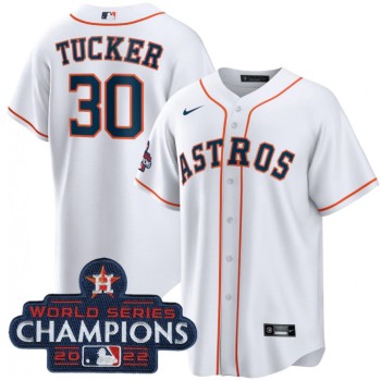 Men's Houston Astros #30 Kyle Tucker White 2022 World Series Champions Home Stitched Baseball Jersey Men's Houston Astros #30 Kyle Tucker White 2022 World Series Champions Home Stitched Baseball Jersey