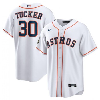 Men's Houston Astros #30 Kyle Tucker White 2022 World Series Home Stitched Baseball Jersey Men's Houston Astros #30 Kyle Tucker White 2022 World Series Home Stitched Baseball Jersey