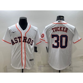 Men's Houston Astros #30 Kyle Tucker White With Patch Cool Base Stitched Jersey Men's Houston Astros #30 Kyle Tucker White With Patch Cool Base Stitched Jersey