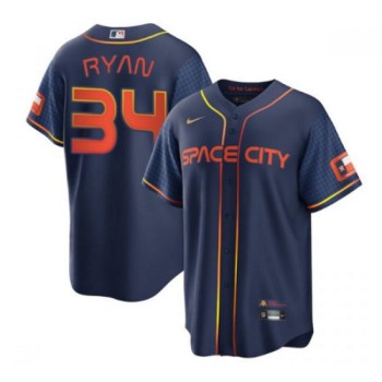 Men's Houston Astros #34 Nolan Ryan 2022 Navy City Connect Cool Base Stitched Jersey Men's Houston Astros #34 Nolan Ryan 2022 Navy City Connect Cool Base Stitched Jersey