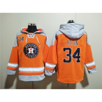 Men's Houston Astros #34 Nolan Ryan Orange Ageless Must-Have Lace-Up Pullover Hoodie Men's Houston Astros #34 Nolan Ryan Orange Ageless Must-Have Lace-Up Pullover Hoodie