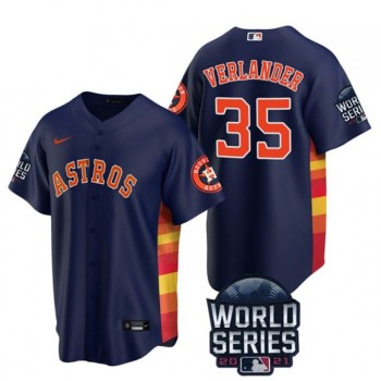 Men's Houston Astros #35 Justin Verlander 2021 Navy World Series Cool Base Stitched Baseball Jersey Men's Houston Astros #35 Justin Verlander 2021 Navy World Series Cool Base Stitched Baseball Jersey